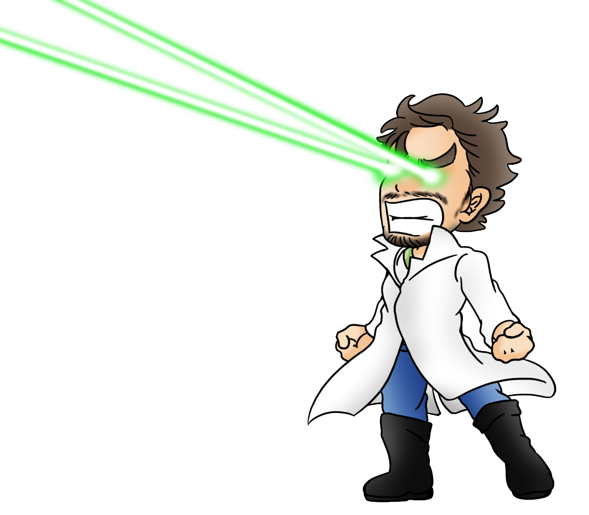 Gant shooting a laser from his eyes